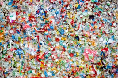 A pile of colourful plastic plastic bags.